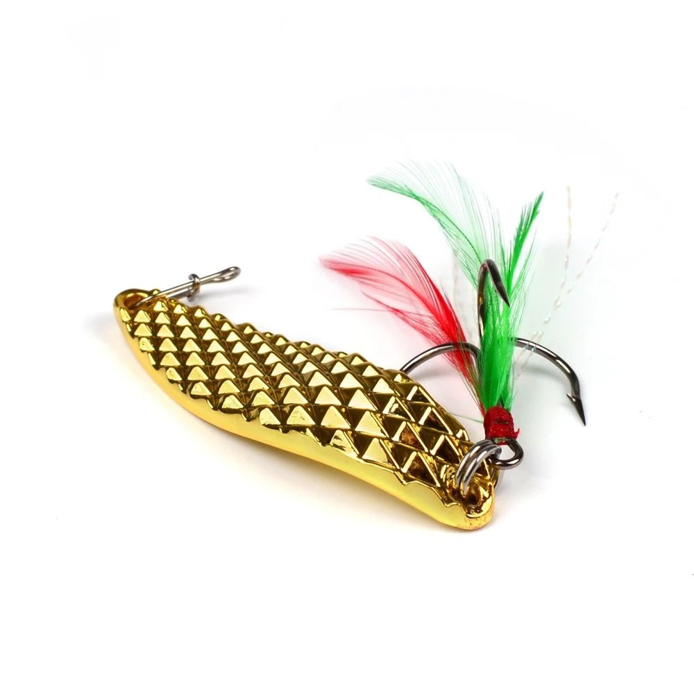 Gishers 1 шт. Ложка Крюк 20g 15g 10g 5g металла Рыбалка инструмент Серебряный/Золотой ложка