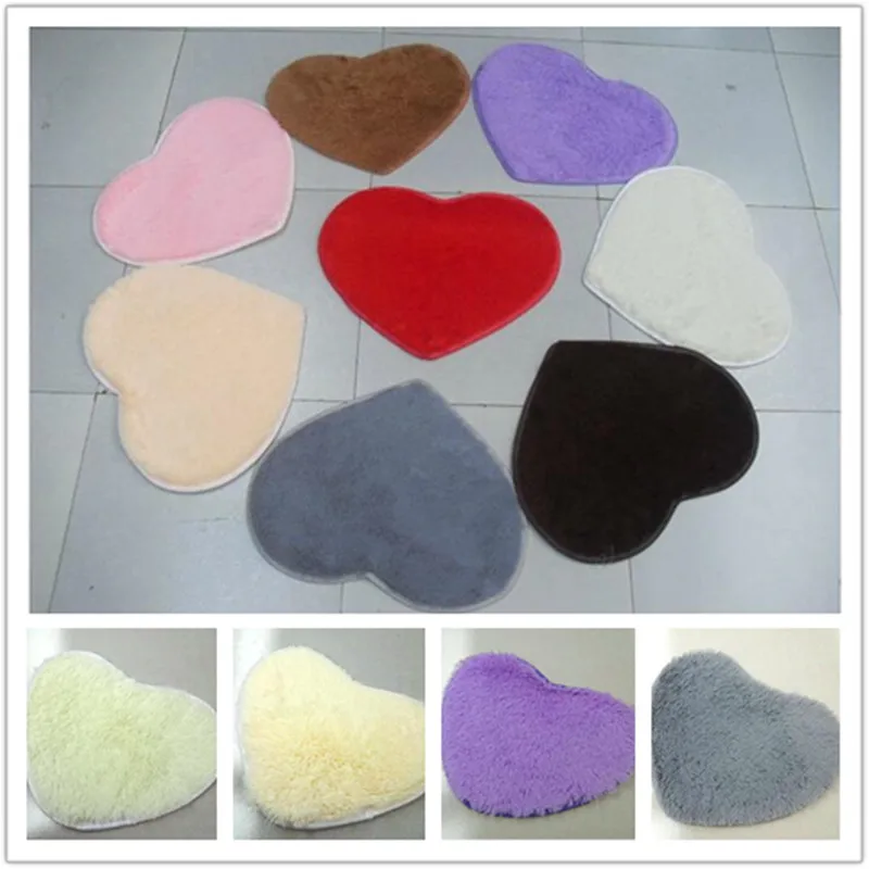 

Free Shipping 16 Colors Fashion Heart-shaped Carpet Bathroom Floor Mat Doormat Absorbent Non-Slip Prayer Mats Love shape Rug