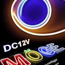 Светодиодный 12V неоновые полосы светильник 1/2/3/4/5/6/7/8/9/10M Водонепроницаемый трубки RGB неоновый светильник s для помещений вывеска домашний декор настенные светильники JQ
