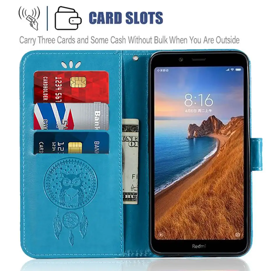 Чехол бумажник с 3D тиснением для Redmi 7A чехол Xiaomi из искусственной кожи телефона