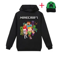 Детская одежда Minecraft, пуловер, хлопковый свитер для девочек, толстовка с капюшоном, футболка с длинными рукавами, детская одежда с