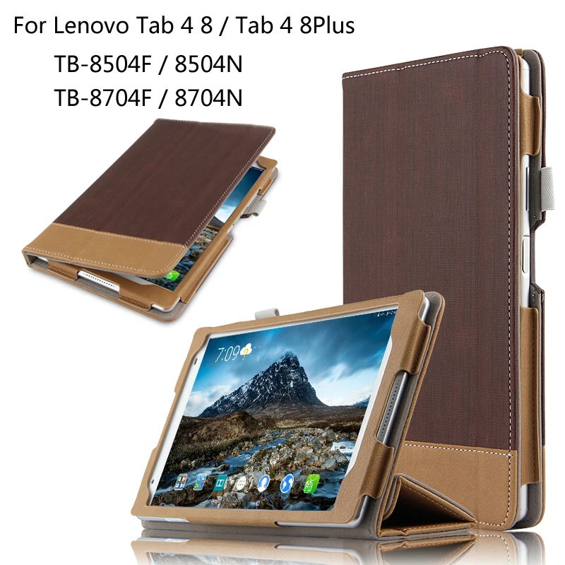 

Fashion Splice Colorful Book Stand Flip PU Leather Case Cover For Lenovo TAB 4 8 / 8 Plus TB-8704F/N TB-8504F/N 8.0 inch Tablet