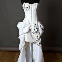 Цвета слоновой кости Ghost невесты платья для выпускного вечера винтажные Высокие Низкие Цветы цепи Бурлеск специальные праздничные платья Ruched Длинные 1950's fiesta