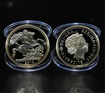 

5pcs/lot, 1 troy oz .999 Bullion Gold- 2010 British Sovereign Coin, Round coin, gold plated coins 1OZ Dia 40mm, free shipping