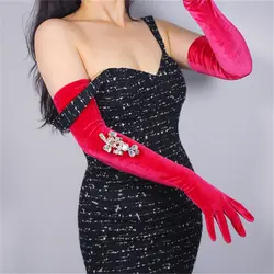60 см бархатные удлиняющие перчатки розовые красные женские модели высокий эластичный бархат золотой бархат Сенсорный экран RMH06