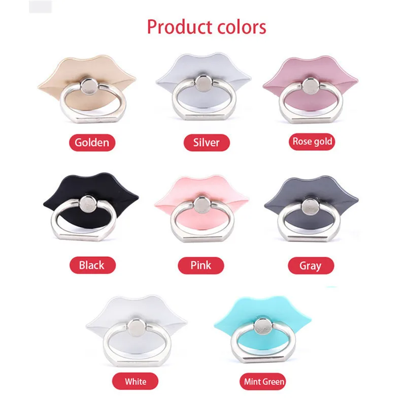 Universal Lip Shaped Cute Phone Holder Finger Ring Phone Stand 360 Degree Rotate for iPhone Samsung Huawei Ring Stand Holder