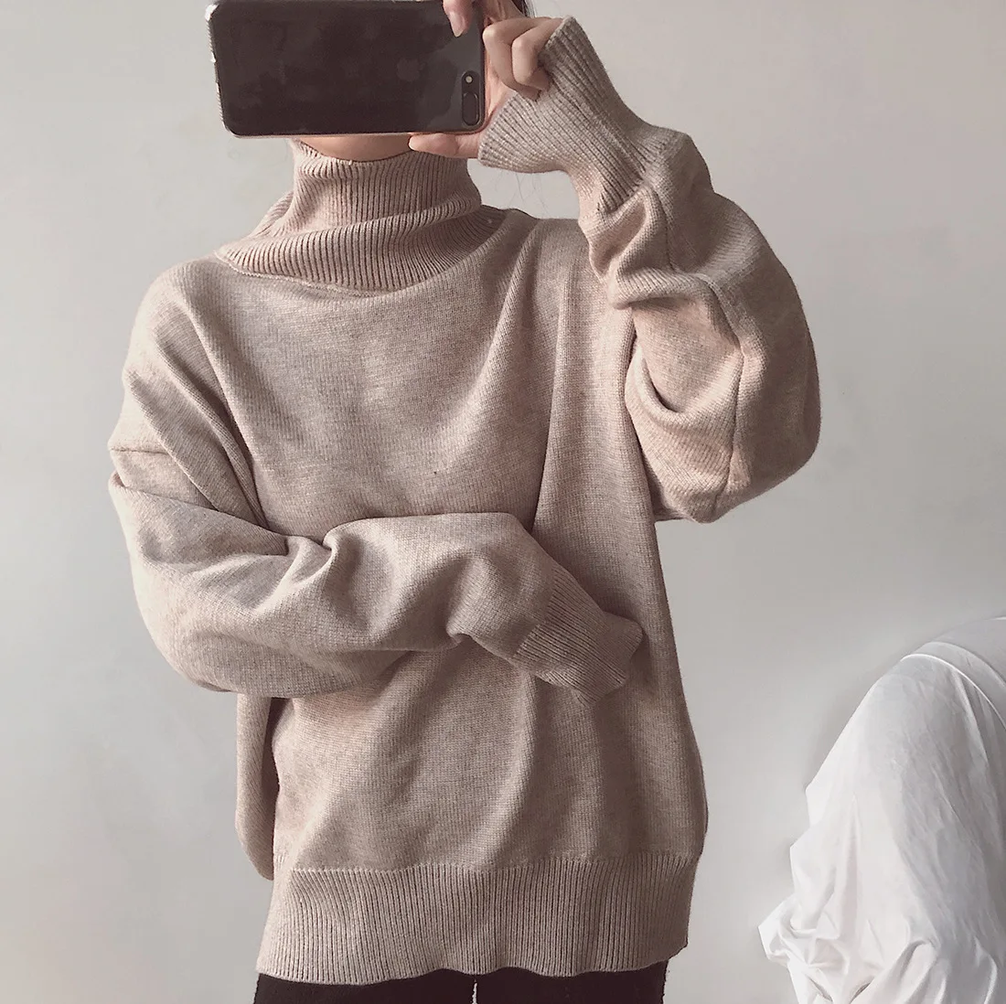 Autumn And Winter new stylish and warm rabbit hair blends thick turtleneck loose sweater women's slim thin warm sweater LFM9063 Autumn And Winter new stylish and warm rabbit hair blends thick turtleneck loose sweater women's slim thin warm sweater LFM9063
