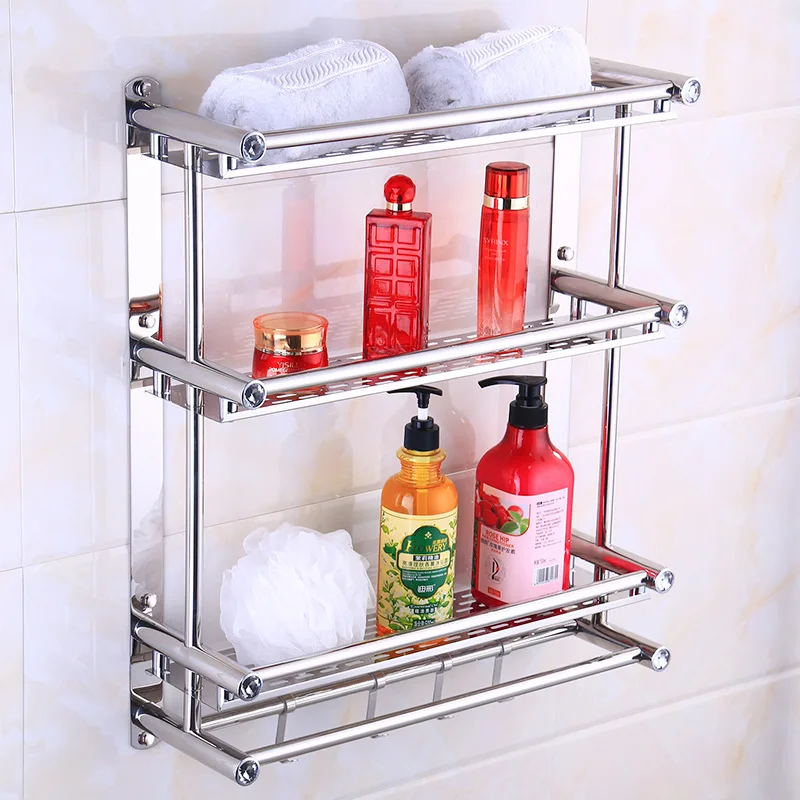 Bathroom towel rack wall mounted bathroom accessories 1/2/3 layers wall mounted bathroom accessories set modern stainless steel