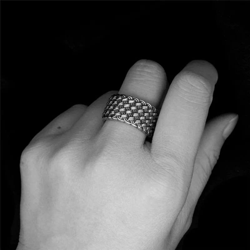 Stainless Steel Interwoven Rings Vintage Woven Nen’s Finger Rings