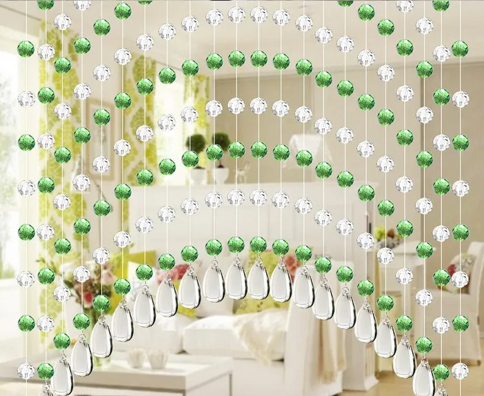 Занавес украшенный камнями алмазной огранки поверхности перегородки крыльца двери штора занавеска спальня 20 между новым размером 0,7 1 м - Цвет: Зеленый