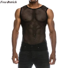 Свободный Страус, мужской летний Повседневный пуловер, майка, майка, сетчатая рубашка, топ с круглым вырезом, футболка, мужская мода, летний костюм, футболка
