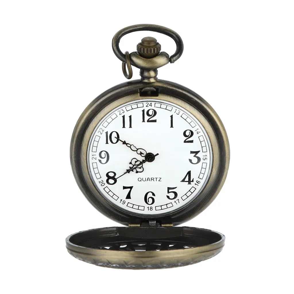 

2019 New Personalized Pattern Steampunk Vintage Quartz Roman Numerals Pocket Watch #NE1219