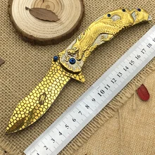 Top рельеф тактический складной нож керамбит дракона тотем охотничий ножи выживание инструмент холодной лезвие нержавеющей стали edc