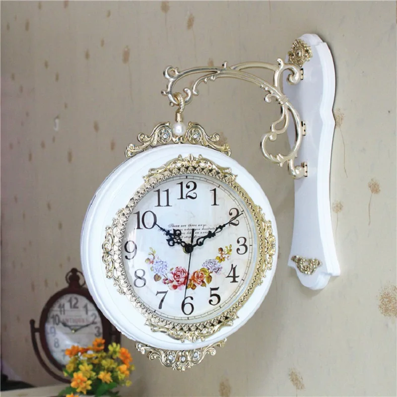 

Double-Sided Wall Clock Saat Reloj Clock Relogio De Parede Duvar Saati Creative Quartz Clock Living Room Bedroom Wall Clocks