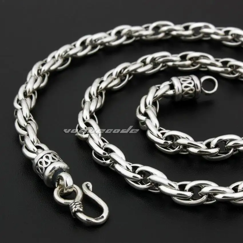 Solid 925 Sterling Silver Fashion Necklace Mens Biker Rocker Punk 8K007