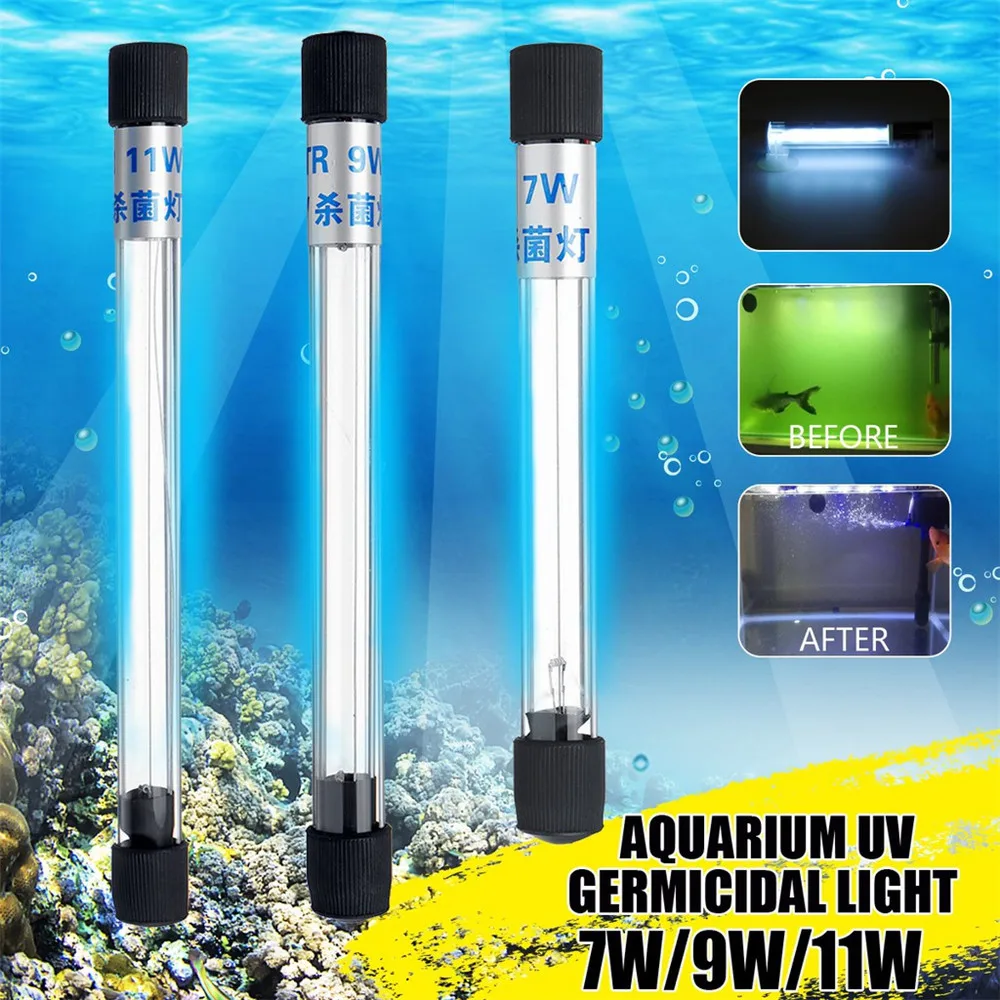 

5/7/9/11/13W Submersible Fish Tank Pond Clean UV Lamp Light Sterilizer Aquarium De-algae Disinfection Lamp