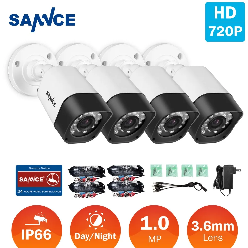 Hot SANNCE H.265 4x Bullet 720P TVI CCTV Camera Video Indoor Outdoor IR Night Vision Security Surveillance Cameras