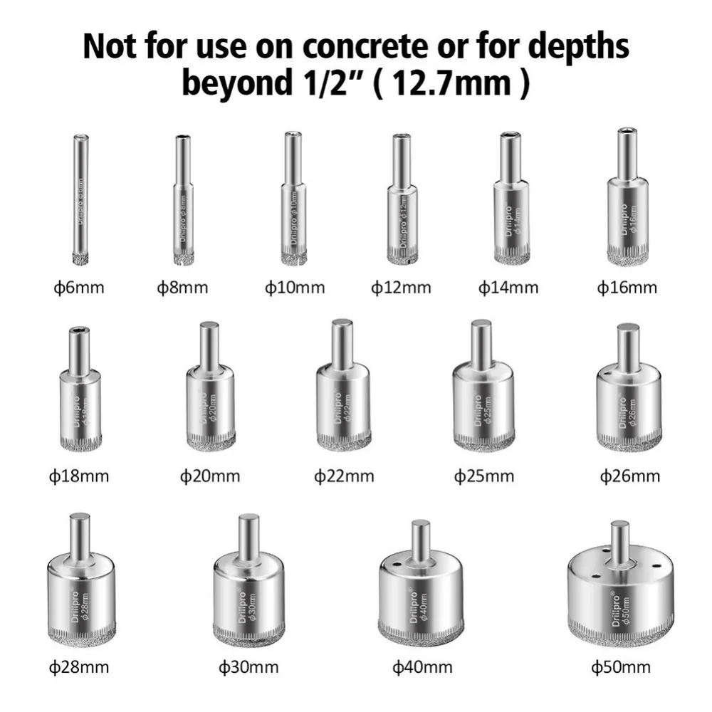 15 шт. 6-50 мм набор алмазных сверл набор сверл для перфоратора набор инструментов для мраморных бутылок керамическая плитка стеклорезы