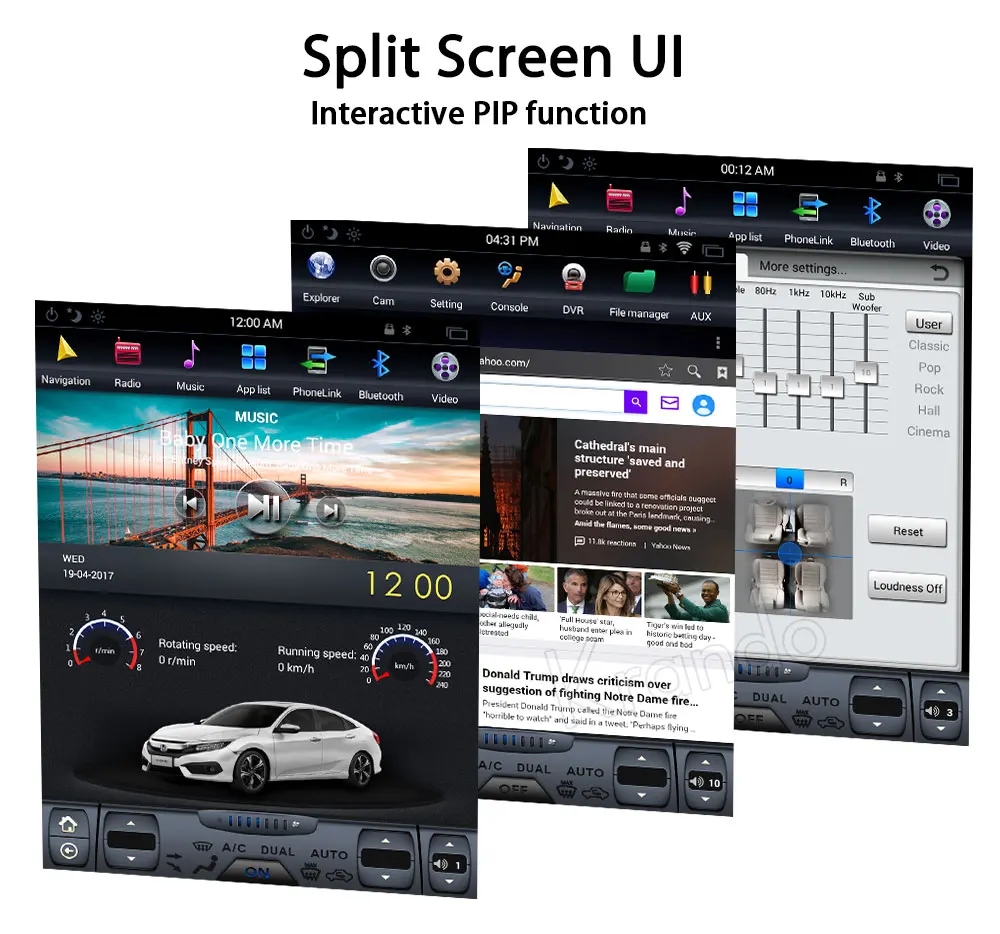Sale Krando Android 8.1 10.4" Tesla style Vertical screen car radio GPS navigation dvd for Honda Civic 2016-2018 multimedia system 4