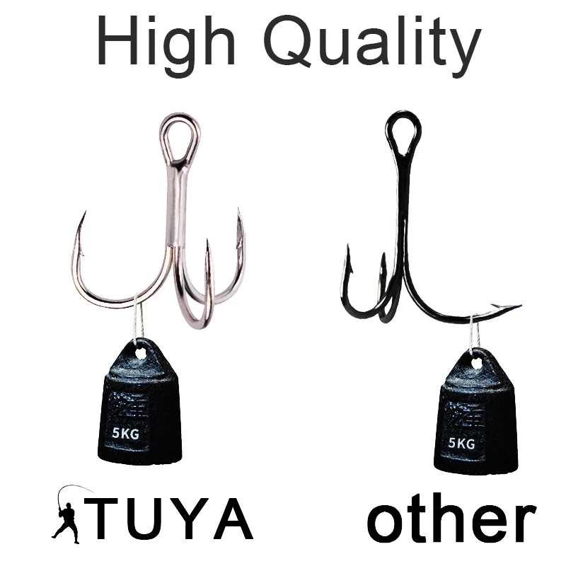 High Carbon Steel Fishhooks Super Sharp solid Triple Hooks Barbed fishing Hook 4/6/8# 10pcs Treble Hooks