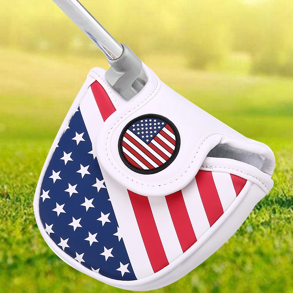 Защитный чехол для клюшек для гольфа из искусственной кожи с магнитным замком, стиль флага, квадратная колотушка для гольфа, клюшки для
