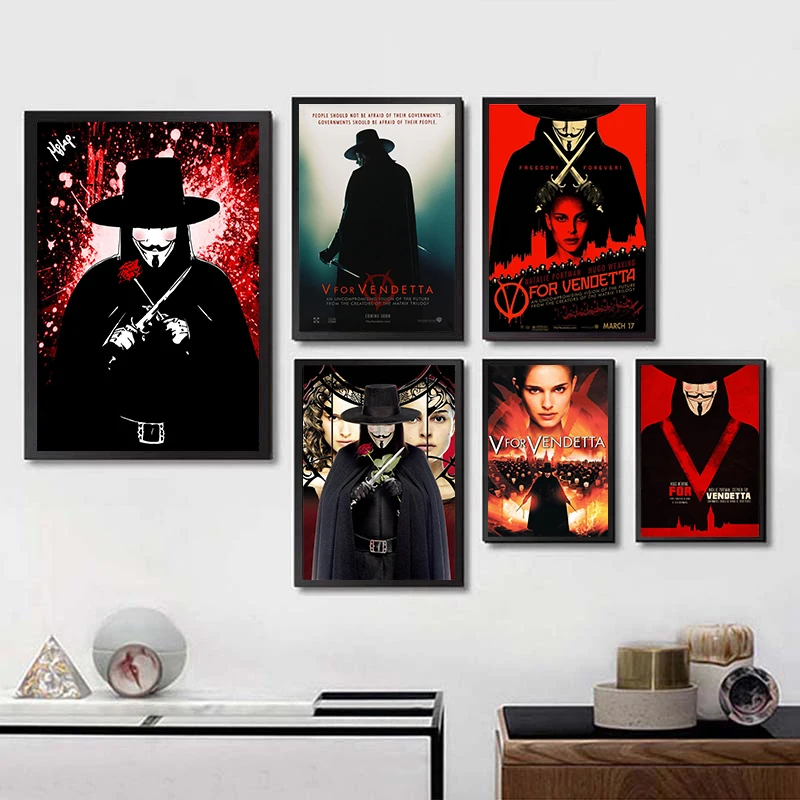 

V for Vendetta Movie Poster Clear Image Wall Stickers Home Decoration Good Quality Prints White Coated Paper home art Brand
