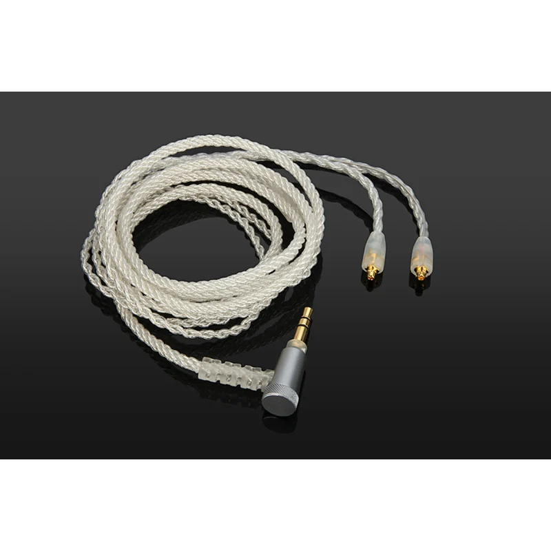 Кабель для наушников Earmax MMCX, разъем 3,5 мм, кабель для обновления аудио с серебряным покрытием, волнистый провод для Shure для JVC для UE для Westone