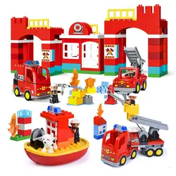 Diy большой город пожарный отдел пожарные строительные блоки, совместимые с L бренд Duploed кирпичи хобби Игрушки для маленьких детей