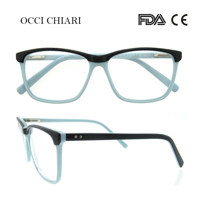 OCCI CHIARI  Fashion Big rim Eyeglasses 54cm For Women Spring Hinge Prescription Lens Medical Optical Glasses Frame W-ZOPPI C3-blue