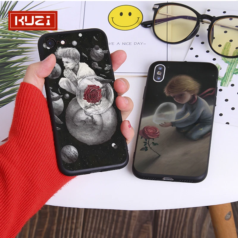 

KUZI little Prince Phone Bag Case For iphone 7 XS MAX Case Soft Back Cover For iphone 6 6S 7 8 Plus iphone X XR Half Wrapped Cas