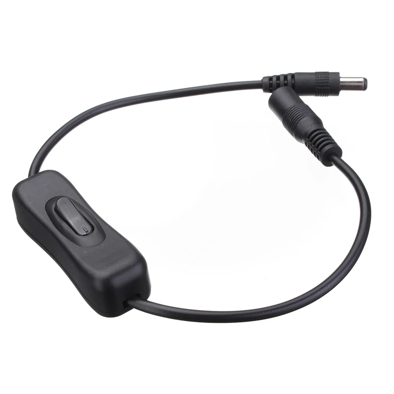 

Black For DC In Line Power Cable Connector Jack Wire With ON OFF Switch For LED Strip Light 12V 1A 2.1x5.5mm