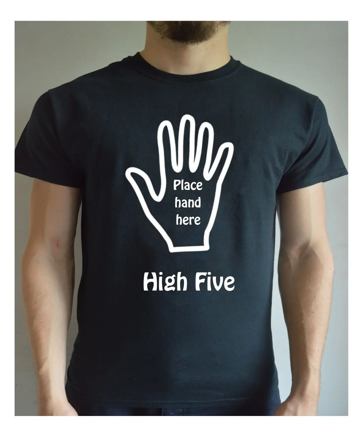 Забавная Футболка с принтом High Five Hi 5 место стороны здесь присутствует Шутка