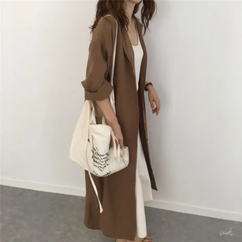 

2020 Fasion Trench Coat For Women Silm Loose Lapel Over The Knee Ladies Sunscreen Trench Coat Clothing For Women