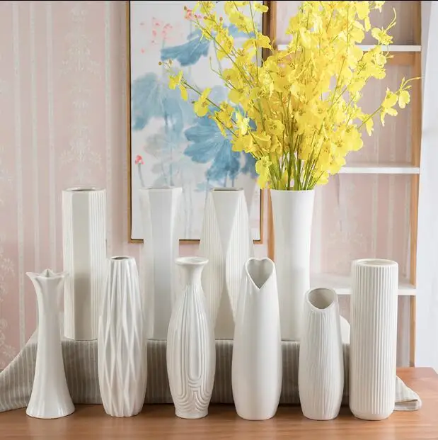 

Table vases white porcelain vase European living room simple decoration