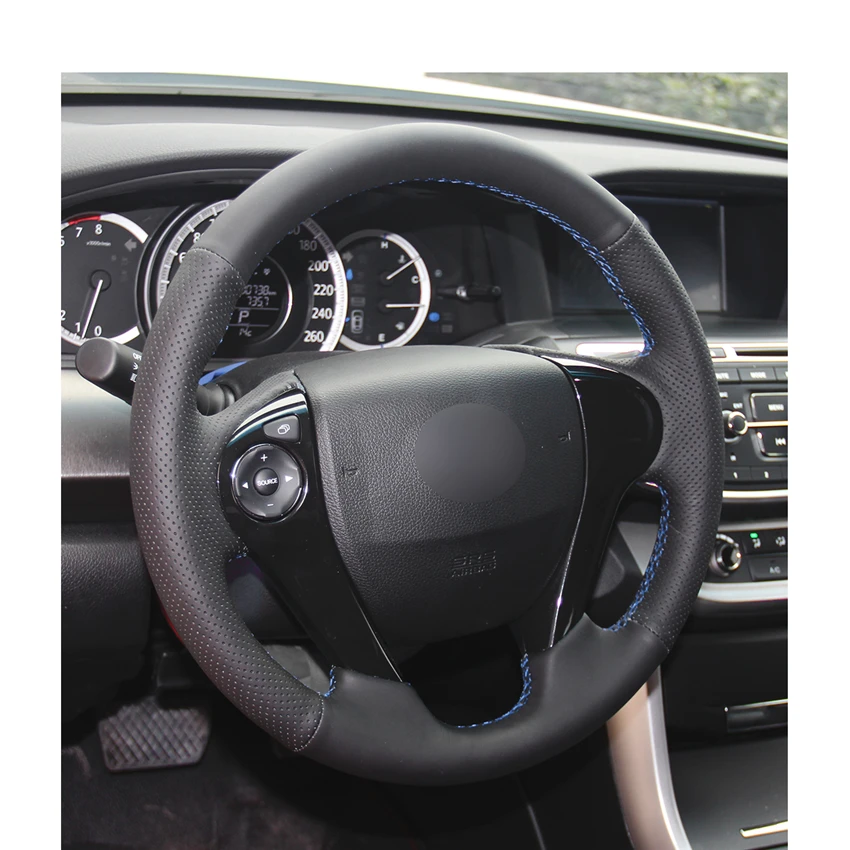 Черный кожаный чехол рулевого колеса автомобиля из микрофибры для Honda Accord 9 2013 2014