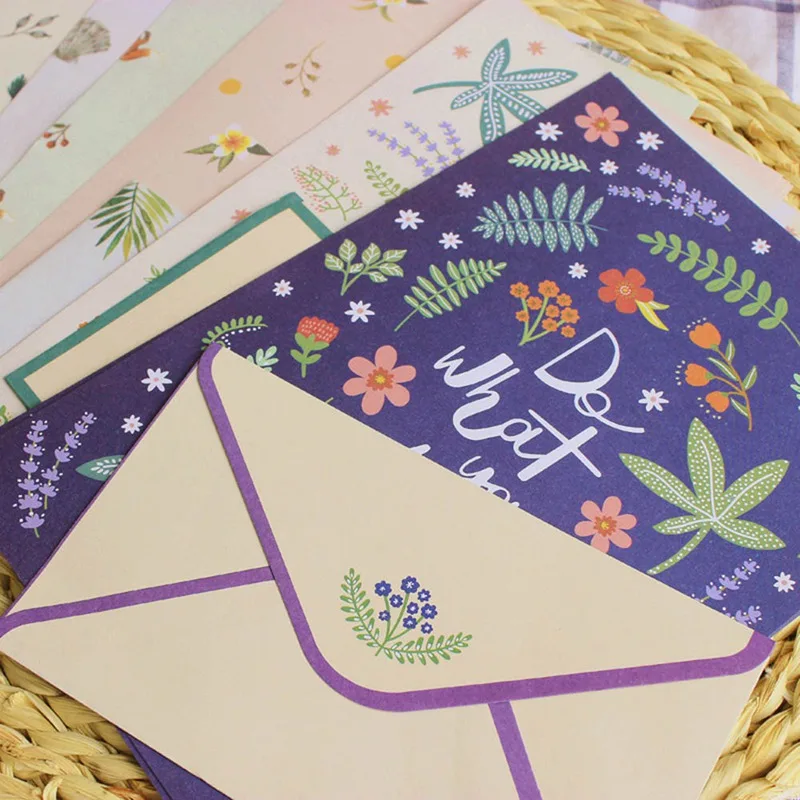 Корейские канцелярские товары для детей Подарки конверт мелко цветок животных набор для писем Письмо Бумага+ комплекты из конвертов бумага для письма