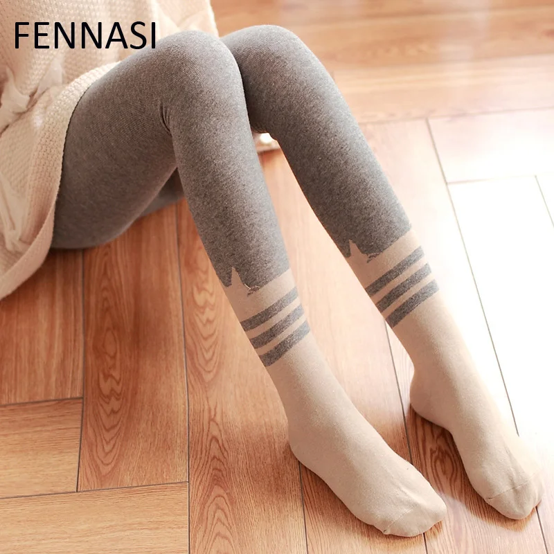 Женские теплые колготки FENNASI хлопковые с изображением дьявола и кота милые
