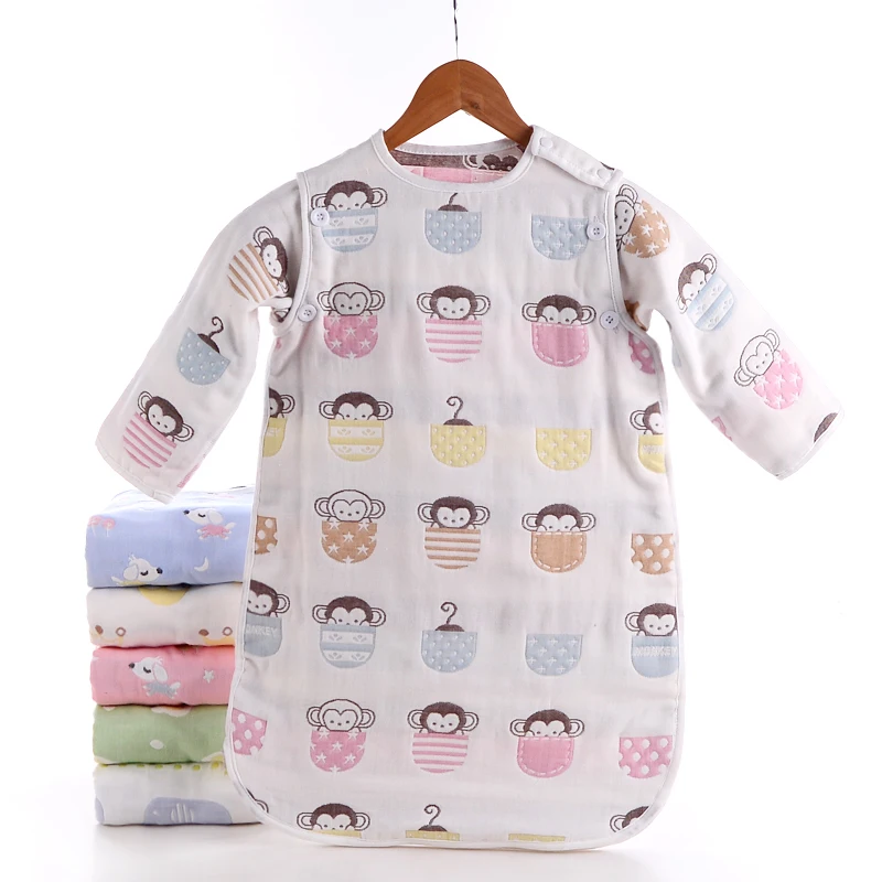 

Ventilation Pure Cotton Bunting Bag Six Layer Gauze Sleeping Bag Four Seasons Anti-kick Thicker Detachable Cuff For 0-5T Childs