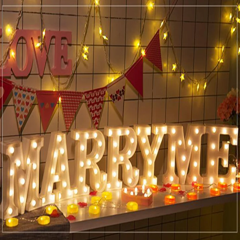 LED Letter decor Night Light Marquee Sign Alphabet Lights Lamp Home Club Outdoor Indoor Wall Wedding Decor Valentine's Day Gift (2)