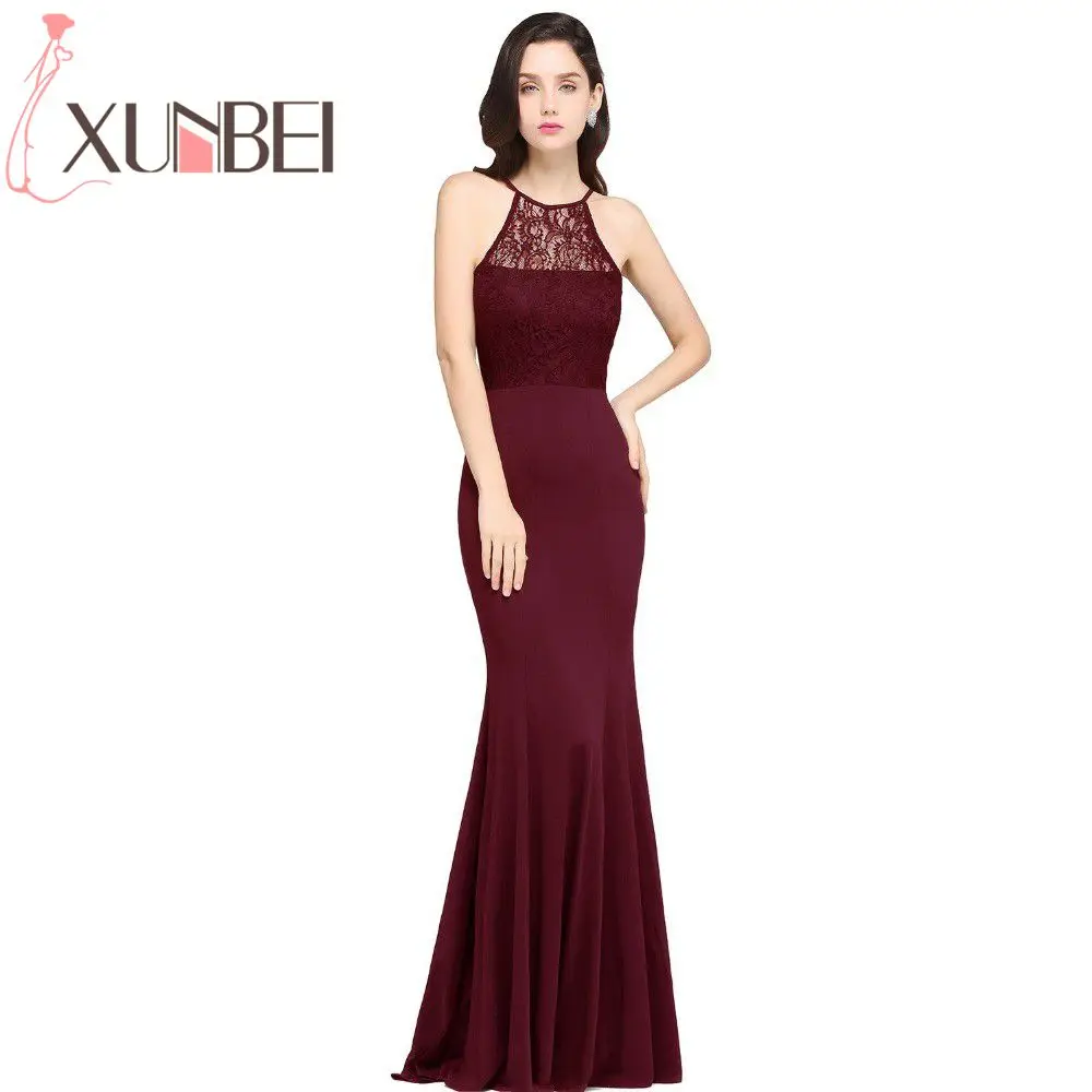 Robe De Soiree Longue Русалка бордовое кружево дешевые длинные платья подружки невесты на