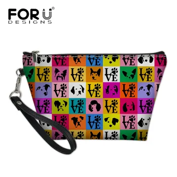 

FORUDESIGNS Pop Art Dog Faces Love Cosmetic Bag Women Portable Travel Lady Storage Pouch Makeup Bags Toiletry Beauty Wash Case