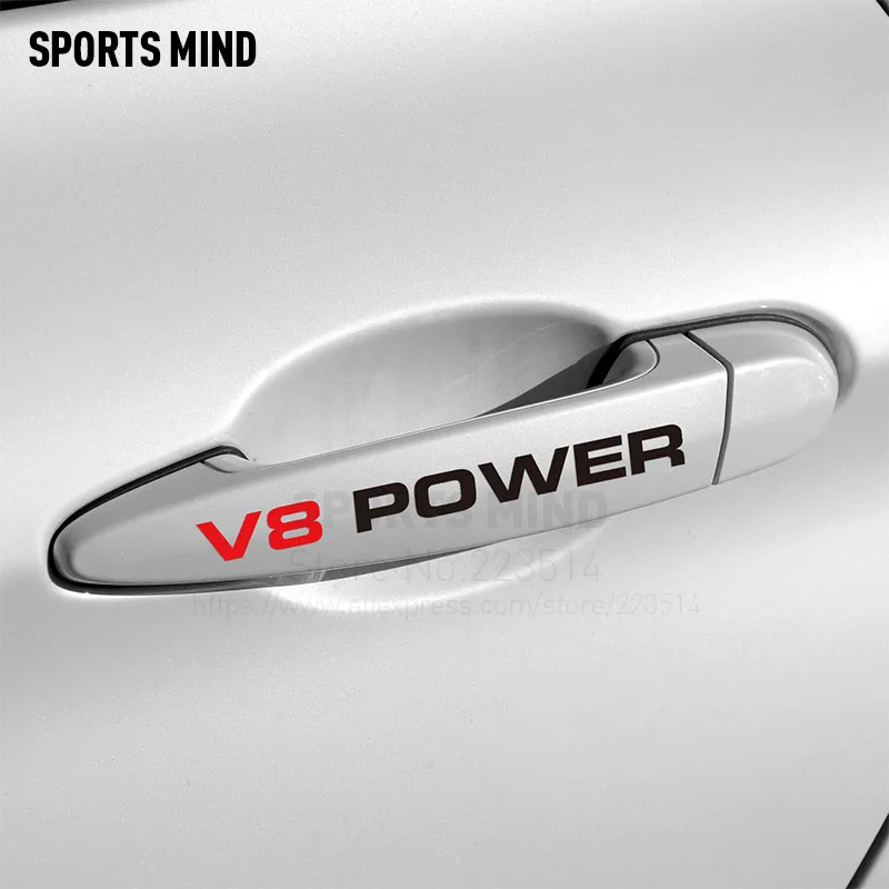4 Pezzi V8 Power Door Handle Car Sticker Accessori Esterni Per Bmw Honda Audi Volkswagen Toyota Ford Seat Nissan Accessori