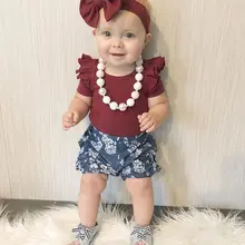 Одежда для маленьких девочек от 0 до 24 месяцев, комбинезон, топы, штаны с цветочным принтом