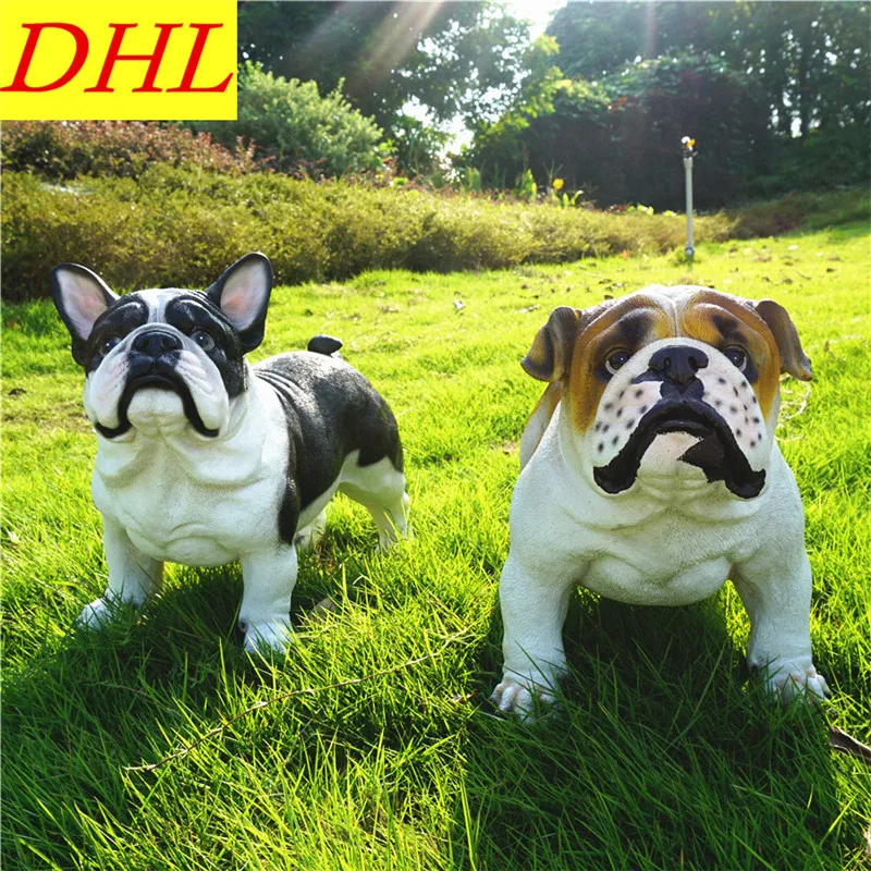 

Simulation Bulldog Animals Dog Statue France Resin Art Craft House Decoration Action Figure Collectible Model Toy L1990