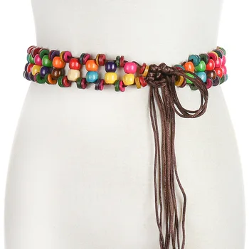 

Bohemian Weave Rope Belt For Women Boho Hand Made Personality Beads Lady Creative Design Waist Belts Cinturon Mujer BZ66