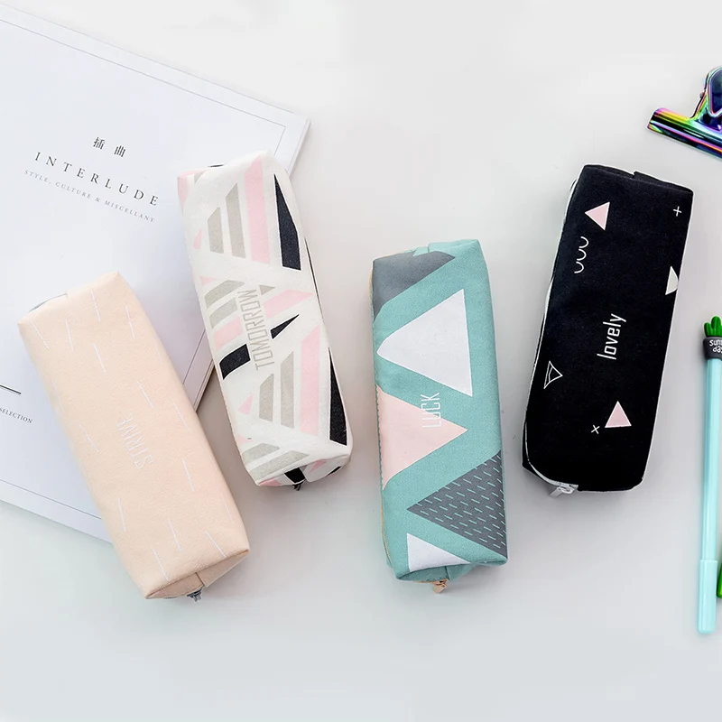 

Canvas Pencil Case Multifunction Kawaii School Cute Bags Large Capacity Pen Curtain Box For Students Gifts Stationery Supplies