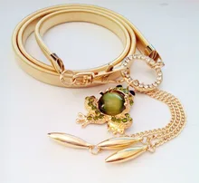 Hot Women Crystal Tassl Elastic band Waist Belt Frog Golden Jewelry Cummerbunds Waistband Belt Gift Party