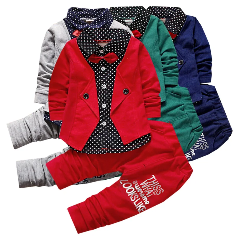 Flash Sale Kids Clothing Gentleman 1-4 Pants Jacket Coat Two-Piece Boy Play Age Bow-Tie Wedding-Flower Q53xe1RA