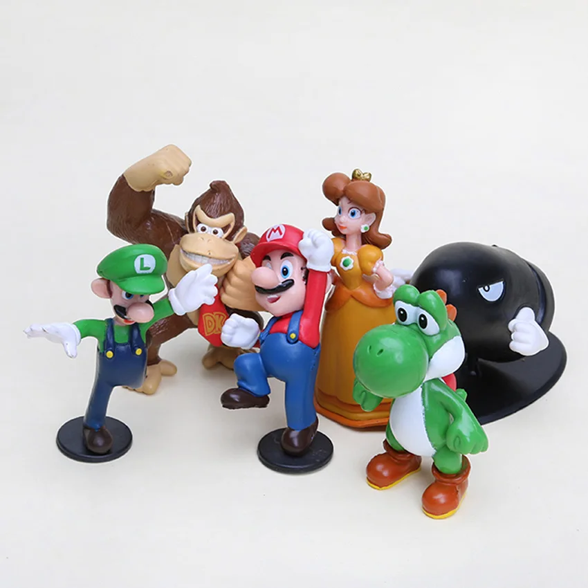 5 компл./лот Super Mario Bros 1-2," Рисунок игрушки куклы Fun коллекционные ПВХ Цифры Super mario рис игрушка yoshi Луиджи 18 шт./компл