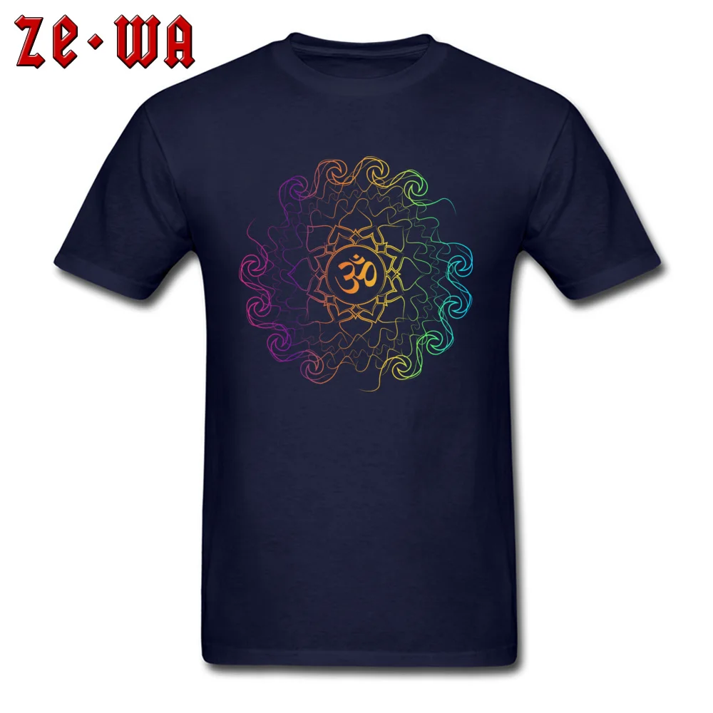 Casual Short Sleeve T Shirt Summer/Fall 2018 New Fashion O Neck All Cotton Tees Men T-shirts Colored yoga energy mandala art Colored yoga energy mandala art navy